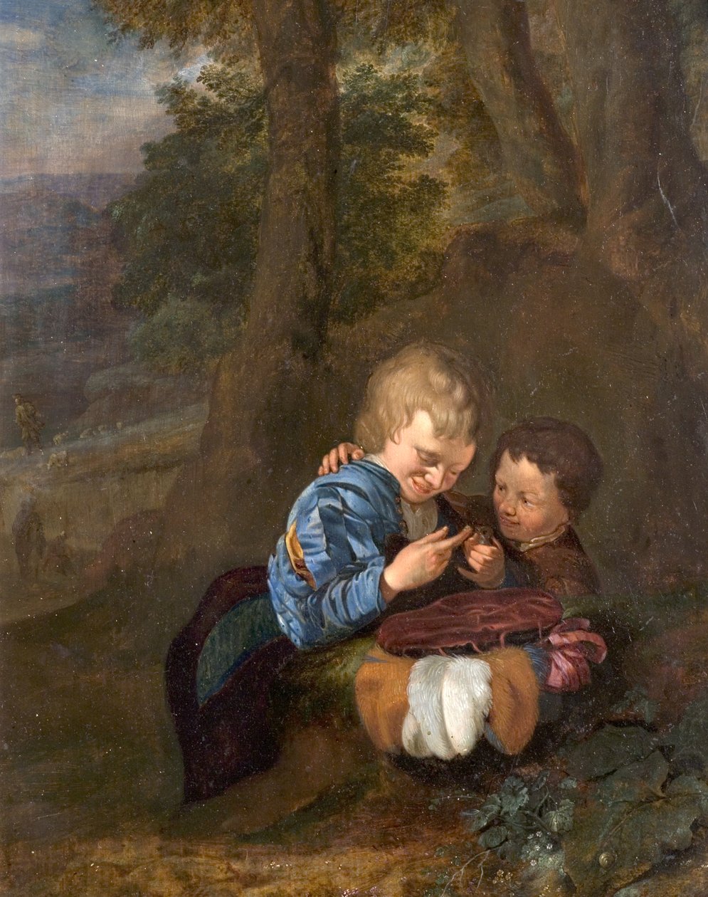 Två pojkar med en fågel av Eglon van der Neer