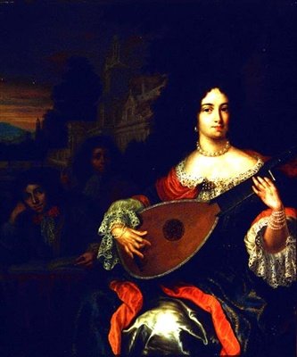 En dam som spelar luta med två pojkar vid sin sida (inte samma sak som 31891) av Eglon Hendrick van der attr. to Neer