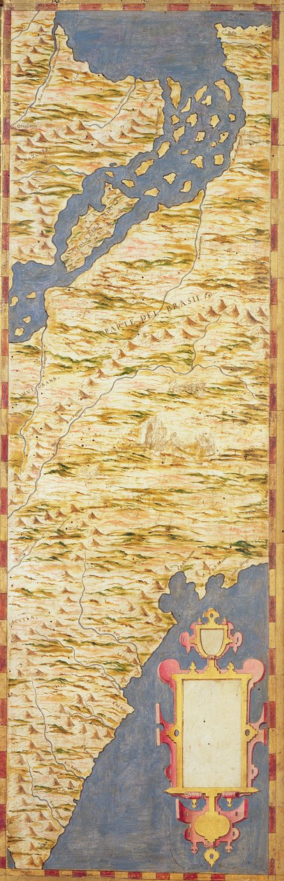 Karta över Brasilien, från "Sala delle Carte Geografiche" (sal med geografiska kartor) ca 1570 av Ignazio Danti