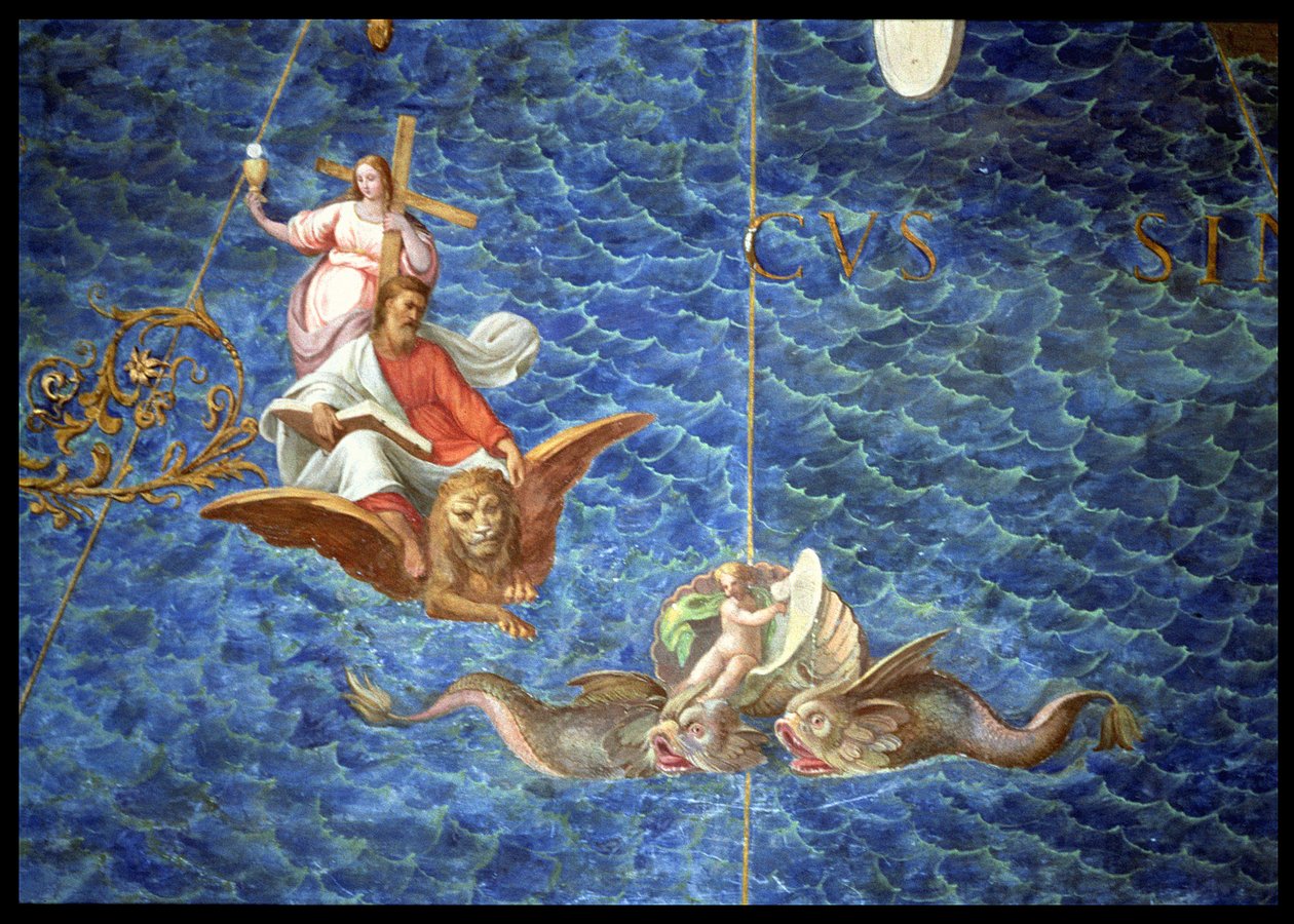 Sankt Markus evangelisten, detalj från "Galleria delle Carte Geografiche", 1580-83 av Ignazio Danti