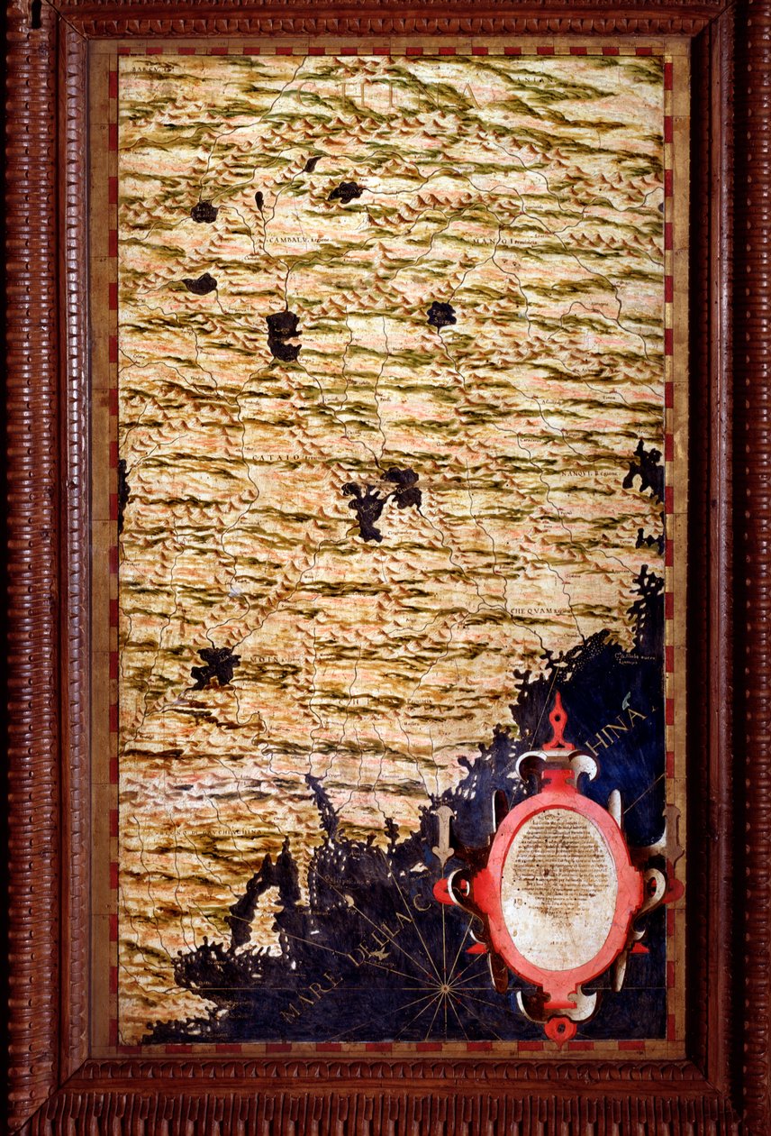 Kinakarta skapad av Egnazio Danti (1536-1586) matematiker, kosmograf och italiensk arkitekt. Omkring 1567. Florens, Palazzo Vecchio, Sala del Mappamondo av Egnazio Danti