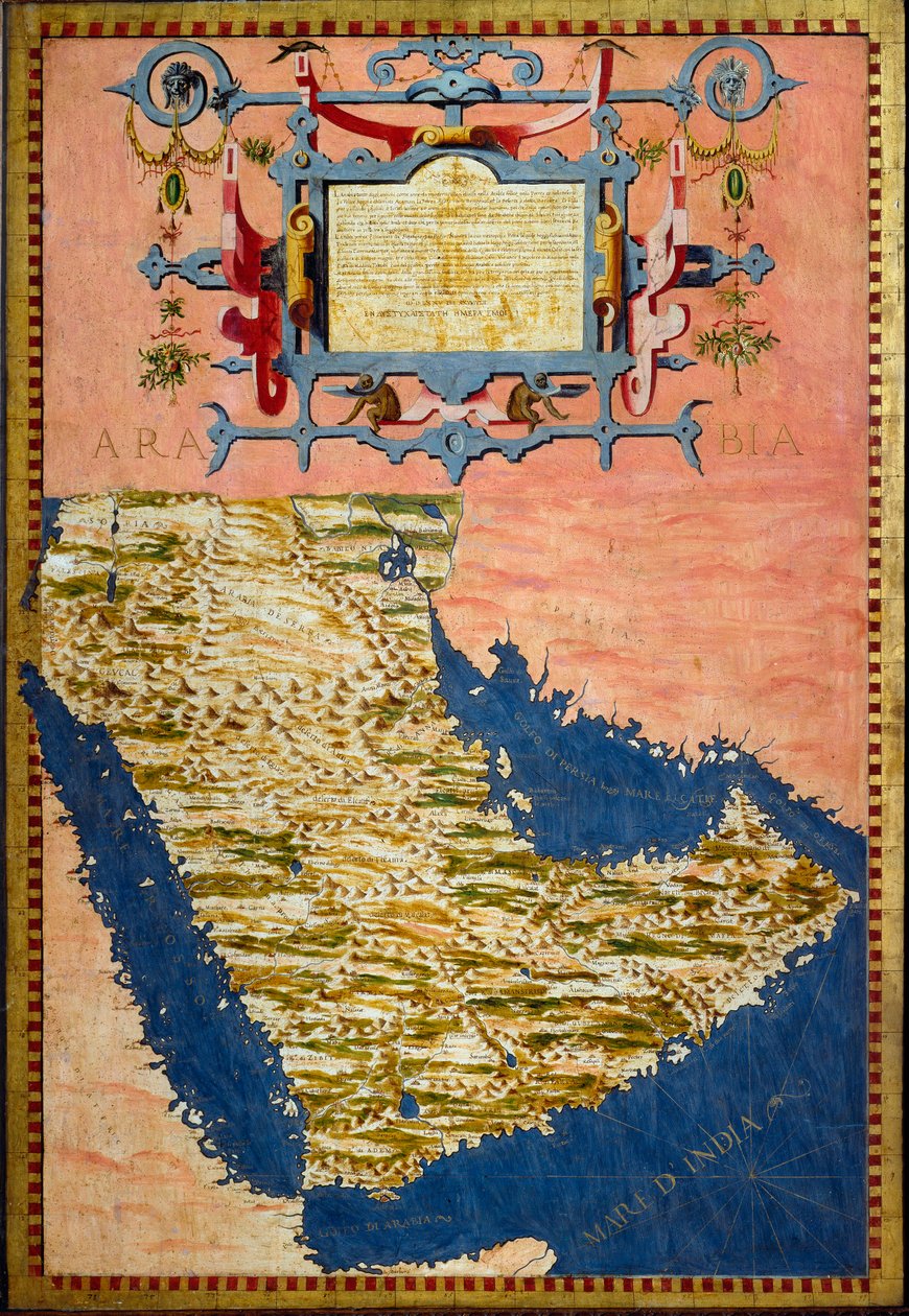 Karta över Arabien gjord av Egnazio Danti (1536-1586) ca 1567 Målning av skåp i rummet av geografiska kartor. Palazzo Vecchio, Sala del Mappamondo Florens av Egnazio Danti