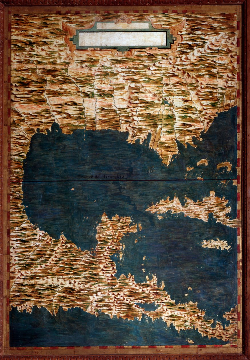 Mexiko, Kuba, Florida och Jamaica Karta gjord av Egnazio Danti (1536-1586) matematiker, kosmograf och italiensk arkitekt. Omkring 1567. Florens, Palazzo Vecchio, Sala del Mappamondo av Egnazio Danti