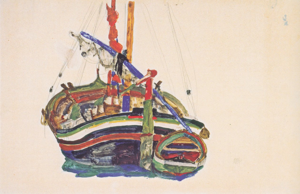  Triestiner Fischerbootn av Egon Schiele