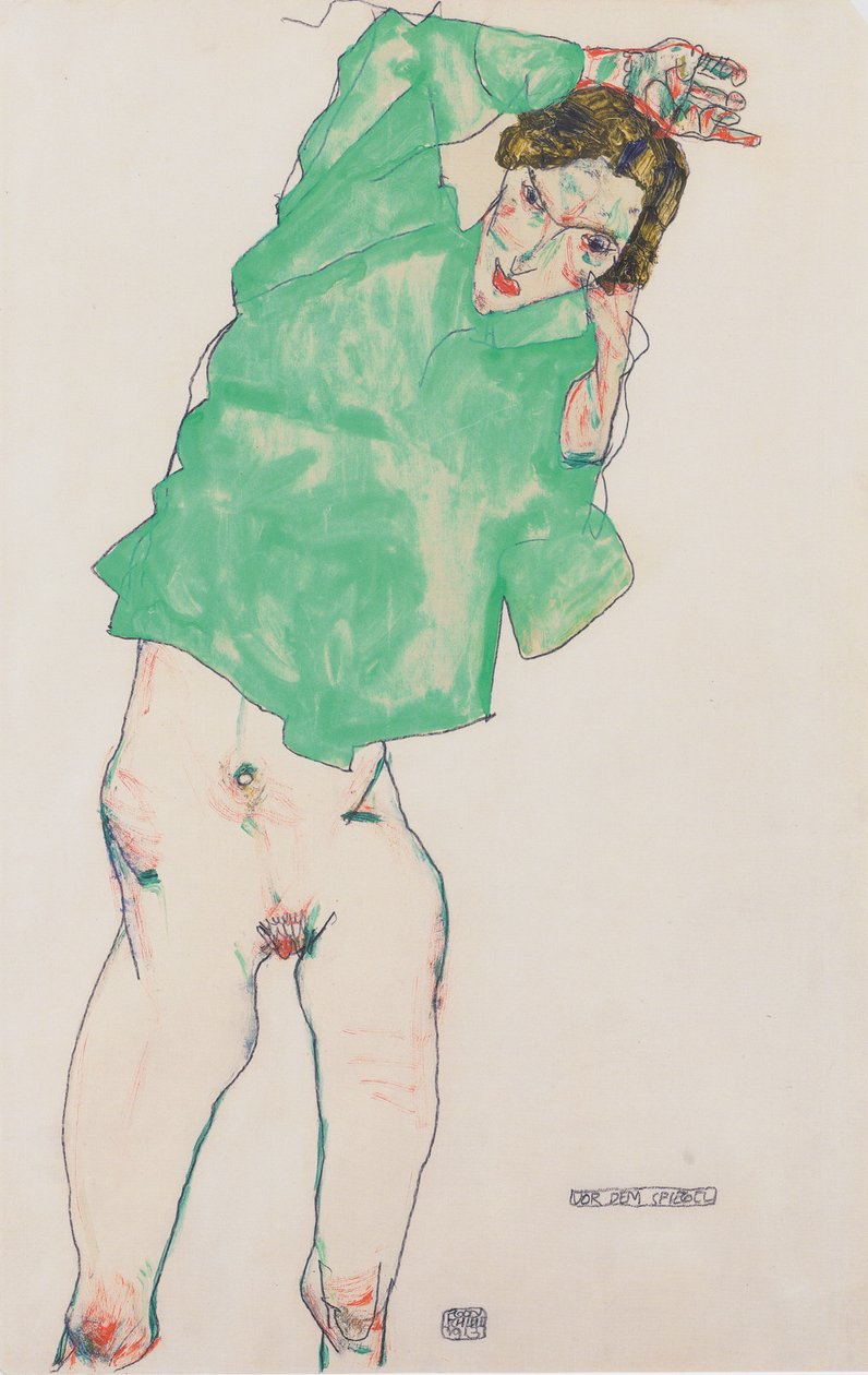  Vor dem Spiegeln av Egon Schiele