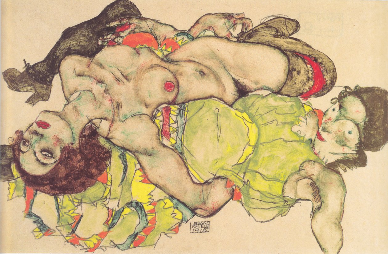  Weibliches Liebespaarn  av Egon Schiele