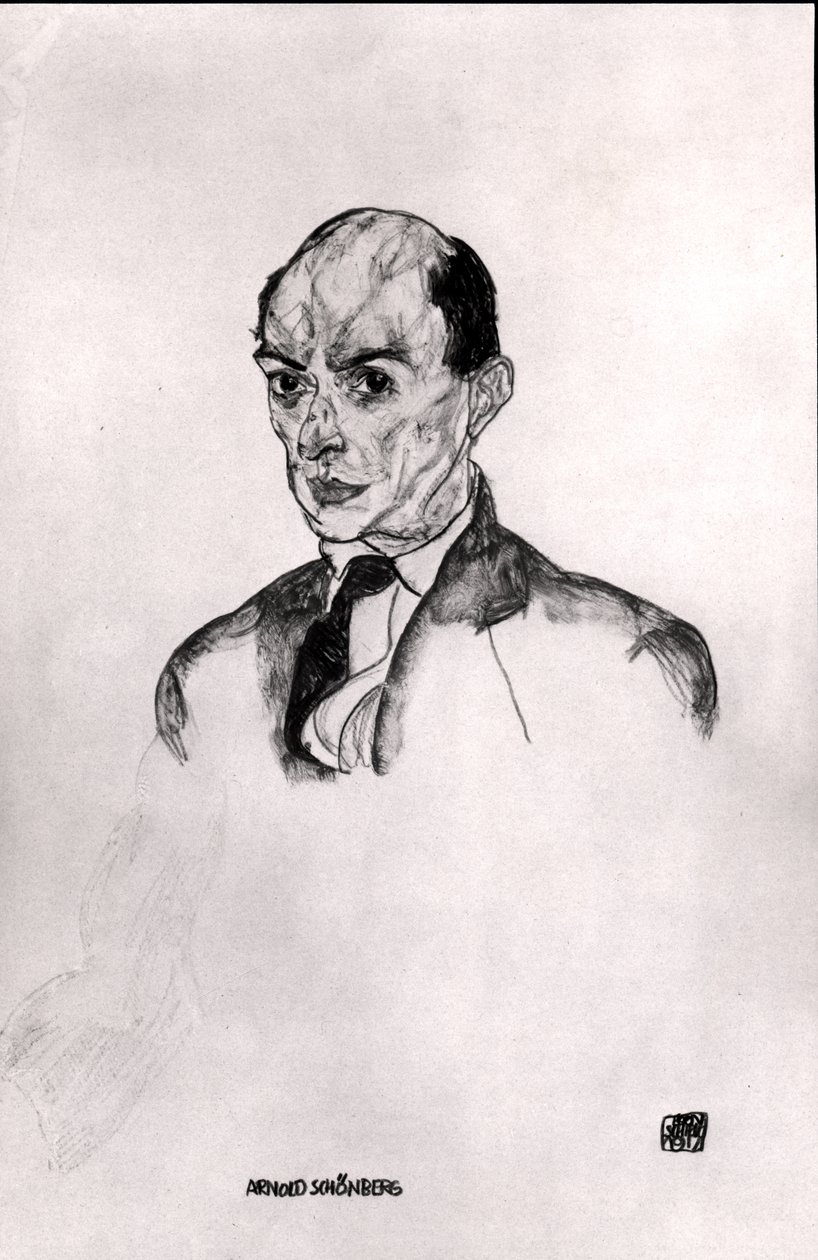 Ett porträtt av Arnold Schonberg (1874-1951) 1917 av Egon Schiele