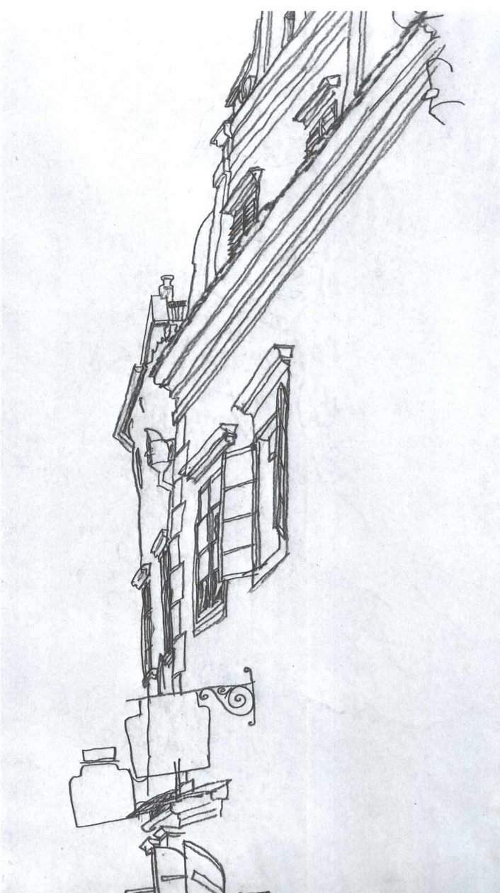 Gamla gavelhus i Krumlov av Egon Schiele