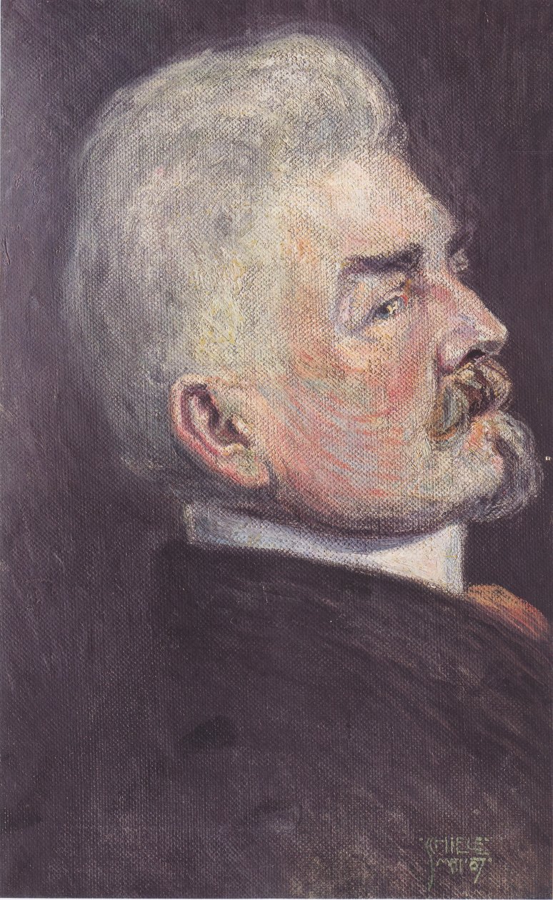 Porträtt av Leopold Czihaczek i profil av Egon Schiele