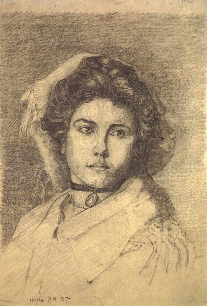 Bildnis einer Dame mit Halsband und Medallion av Egon Schiele