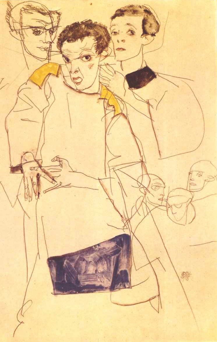 Dreifaches Selbstbildnis av Egon Schiele
