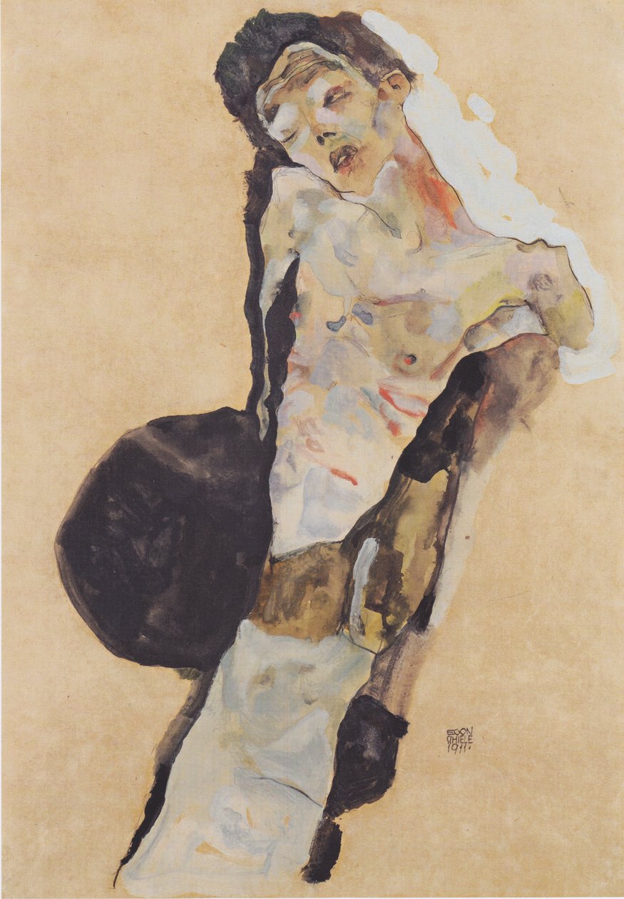 Halbakt (Selbstdarstellung) av Egon Schiele