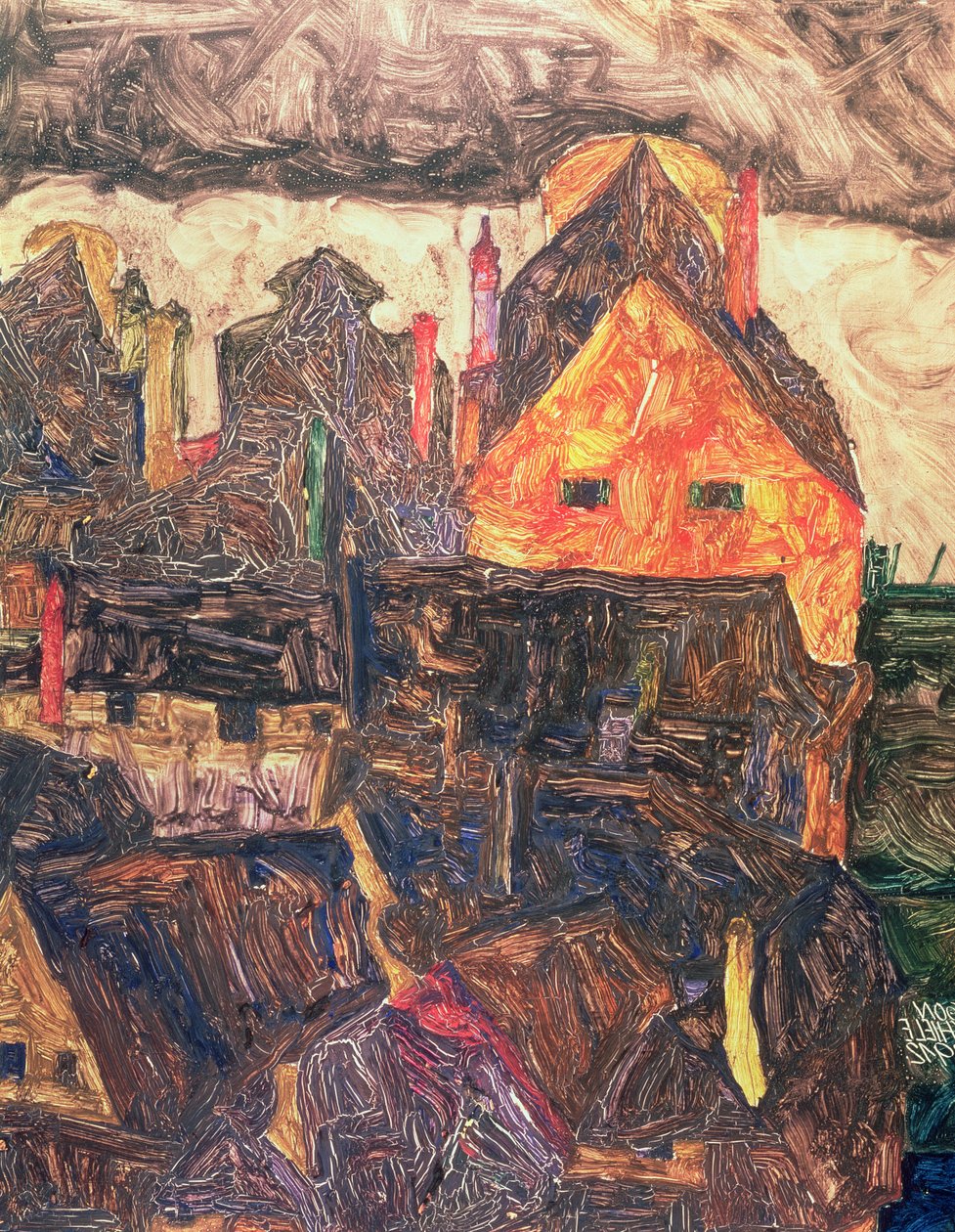 Krumau på Molde, 1912 av Egon Schiele