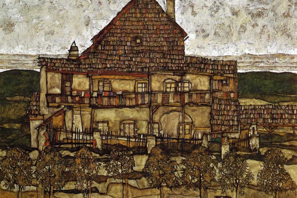 Leopold Museum, Vienna. House with Shingles. av Egon Schiele