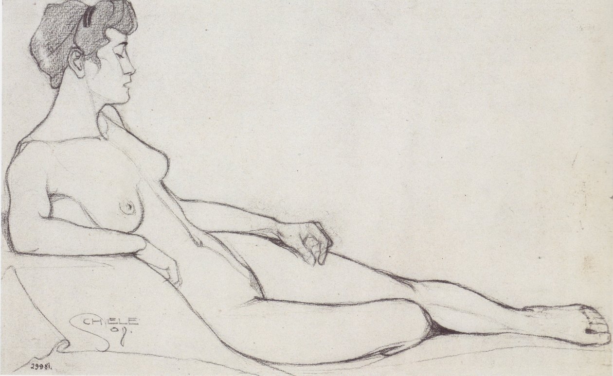 Liggande kvinnlig naken av Egon Schiele