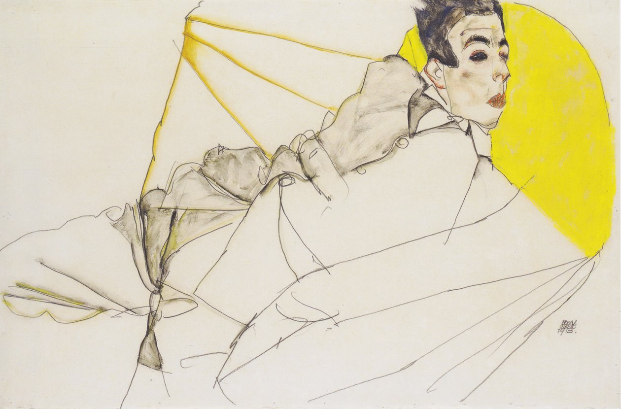 Liggande pojke (Erich Lederer) av Egon Schiele