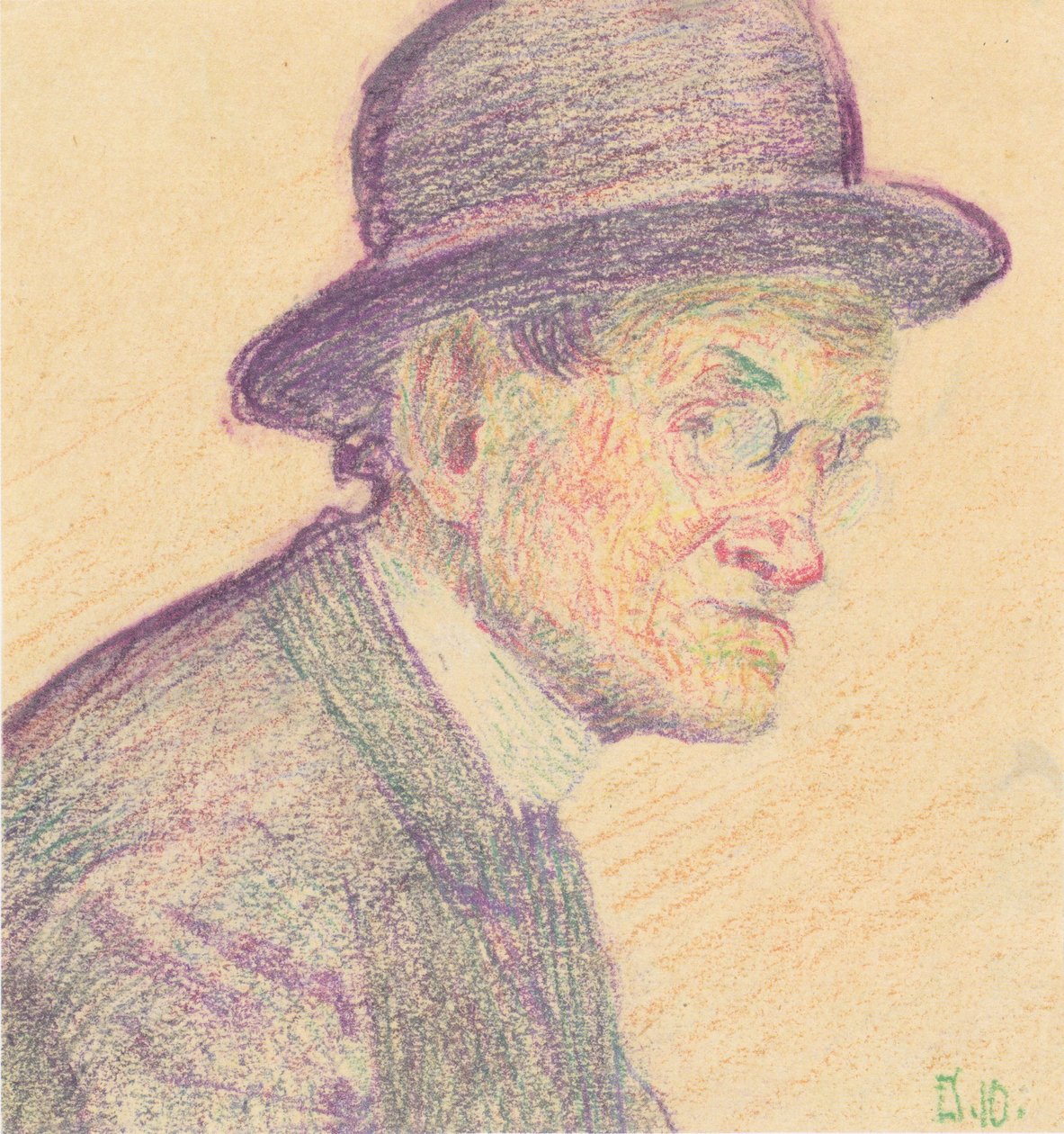 Man med bowlerhatt och pince-nez av Egon Schiele