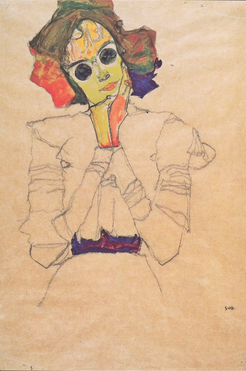 Flicka med solglasögon av Egon Schiele