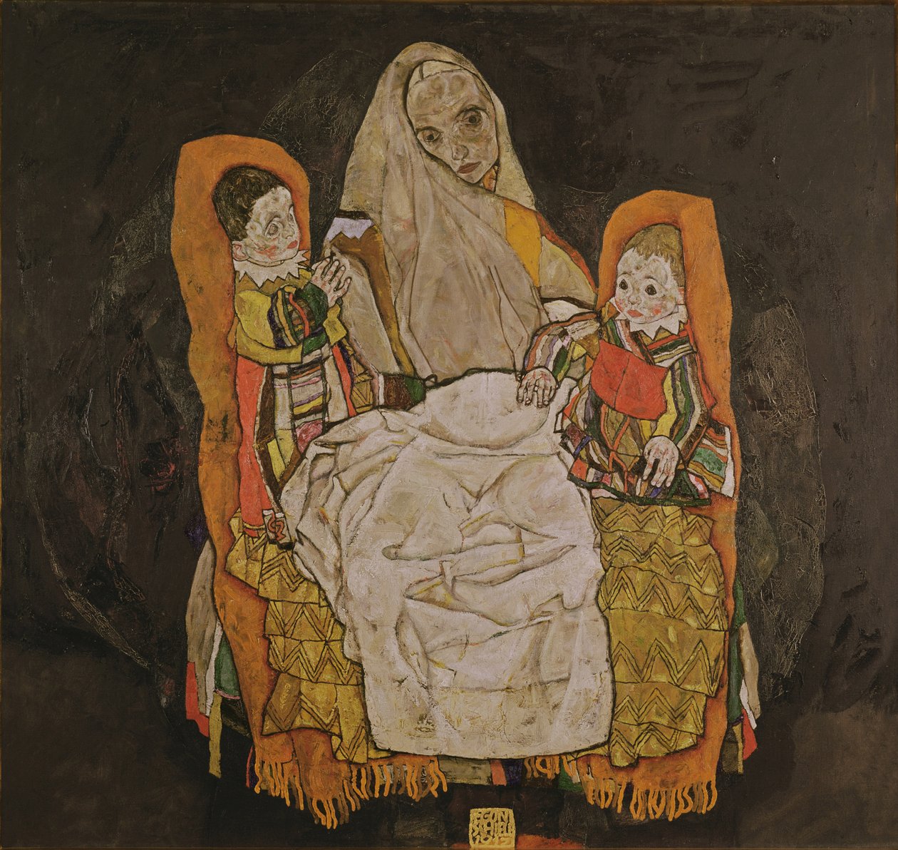 Moder med två barn, 1915-17 av Egon Schiele