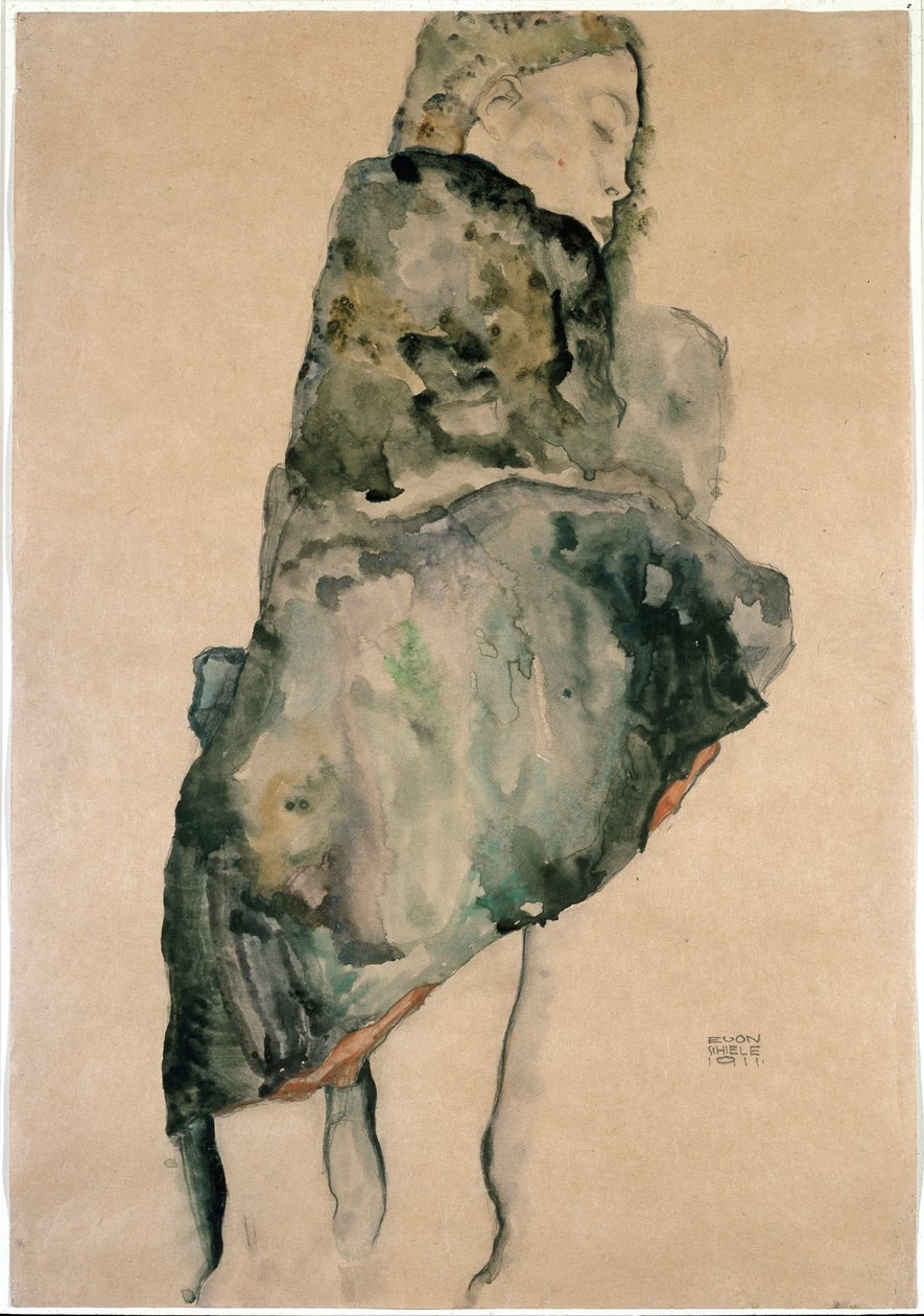 Porträtt av en kvinna i stand. Teckning av Egon Schiele (1890-1918). New York, Museum of Modern Art av Egon Schiele