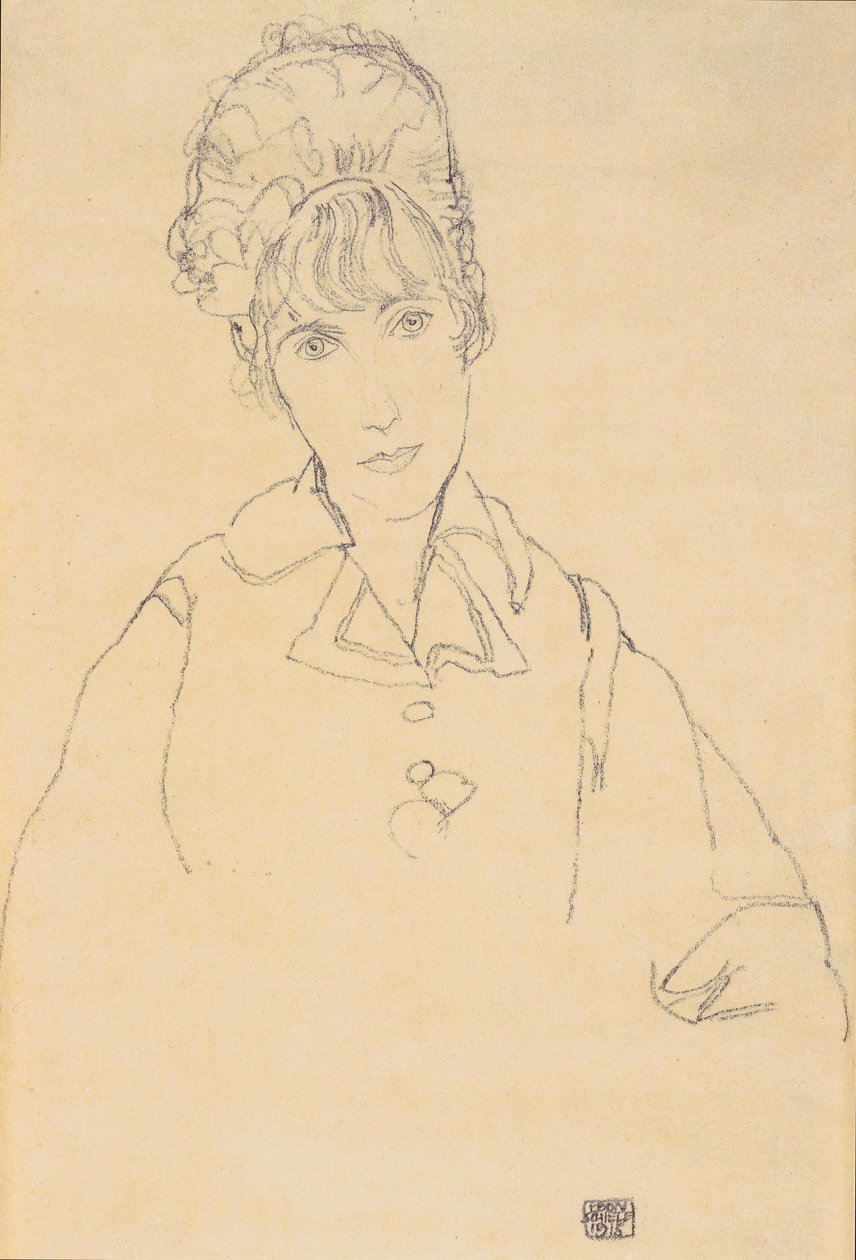 Porträtt av Edith Schiele av Egon Schiele