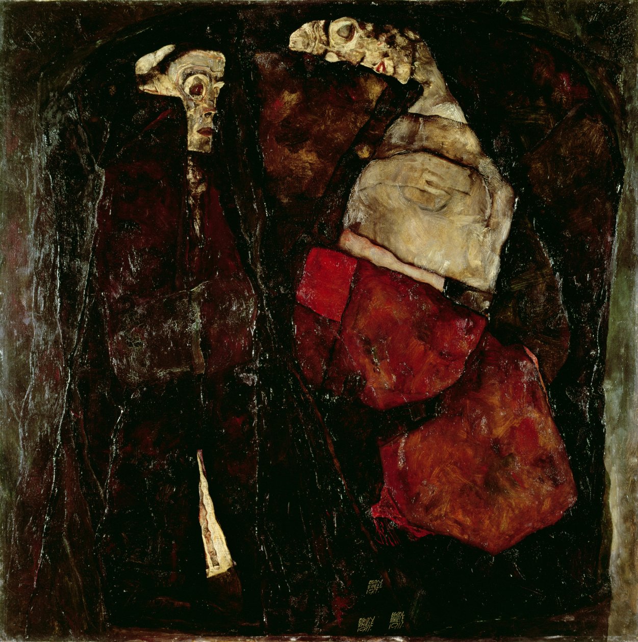 Gravid kvinna och död, 1911 av Egon Schiele