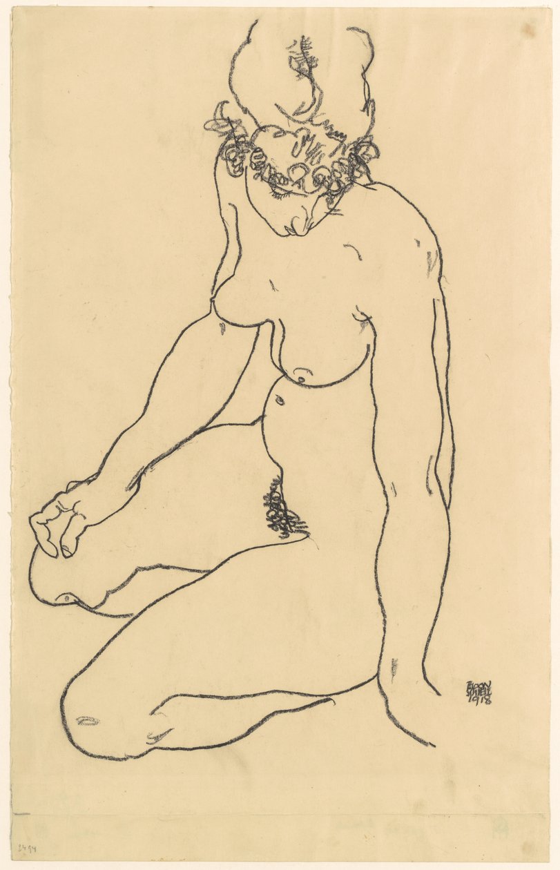Sittande kvinnlig naken, 1918 av Egon Schiele