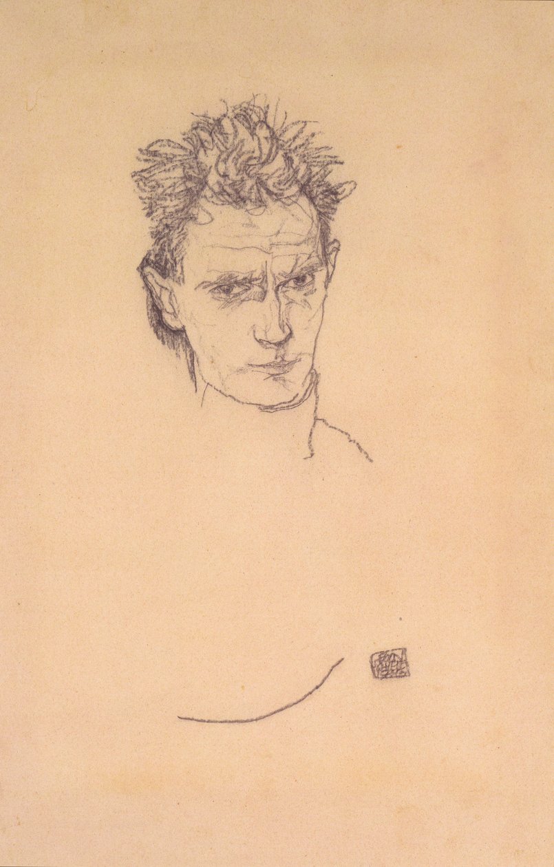Självporträtt i uniform av Egon Schiele