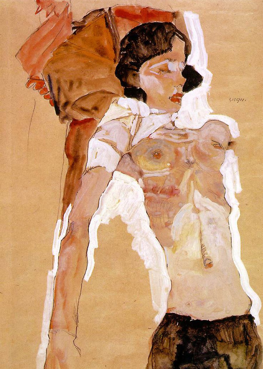Semi-nude Reclining av Egon Schiele