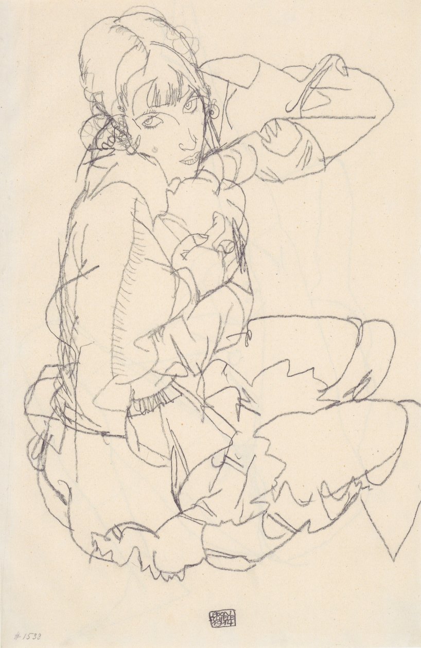 Sittande tjej av Egon Schiele