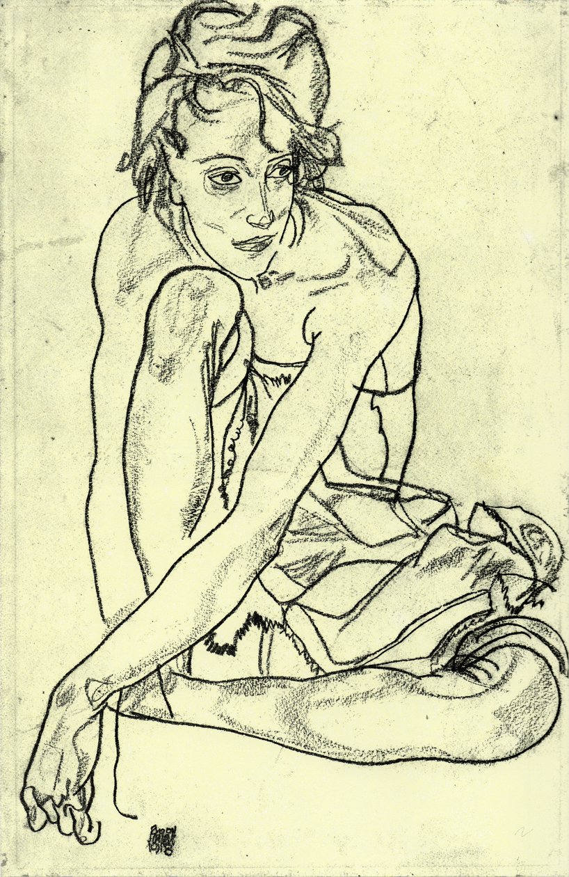 Squatting Woman av Egon Schiele
