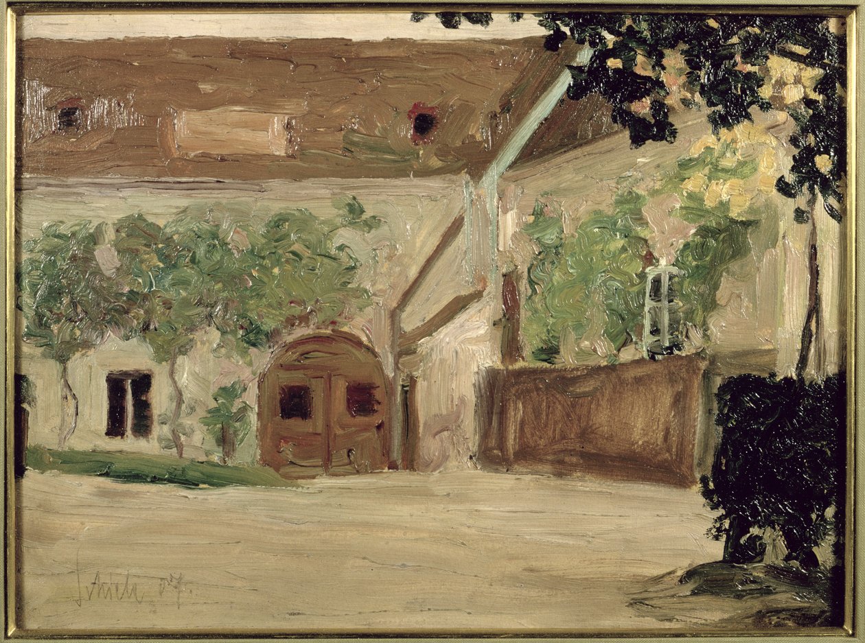 Snickarverkstaden i Klosterneuburg, 1907 av Egon Schiele