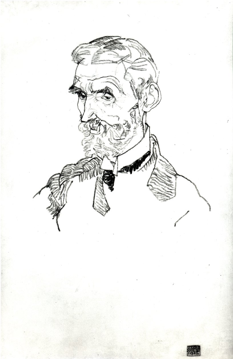 Ett porträtt av konstnärens svärfar, Johann Harms, 1915 av Egon Schiele