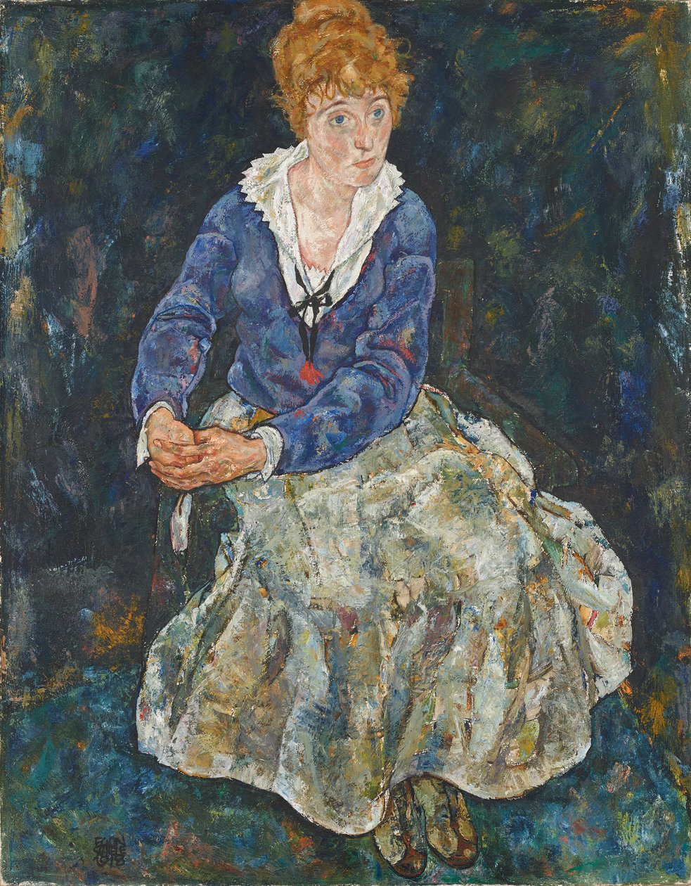 Porträtt av konstnärens fru Edith Schiele av Egon Schiele