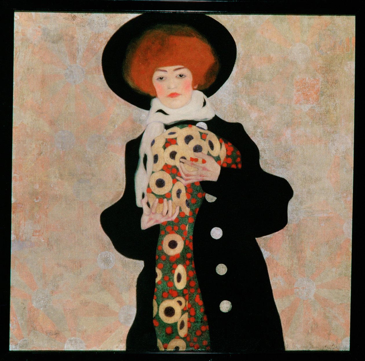 Bildnis einer Frau mit schwarzem Hut [Porträtt av en kvinna med svart ... av Egon Schiele