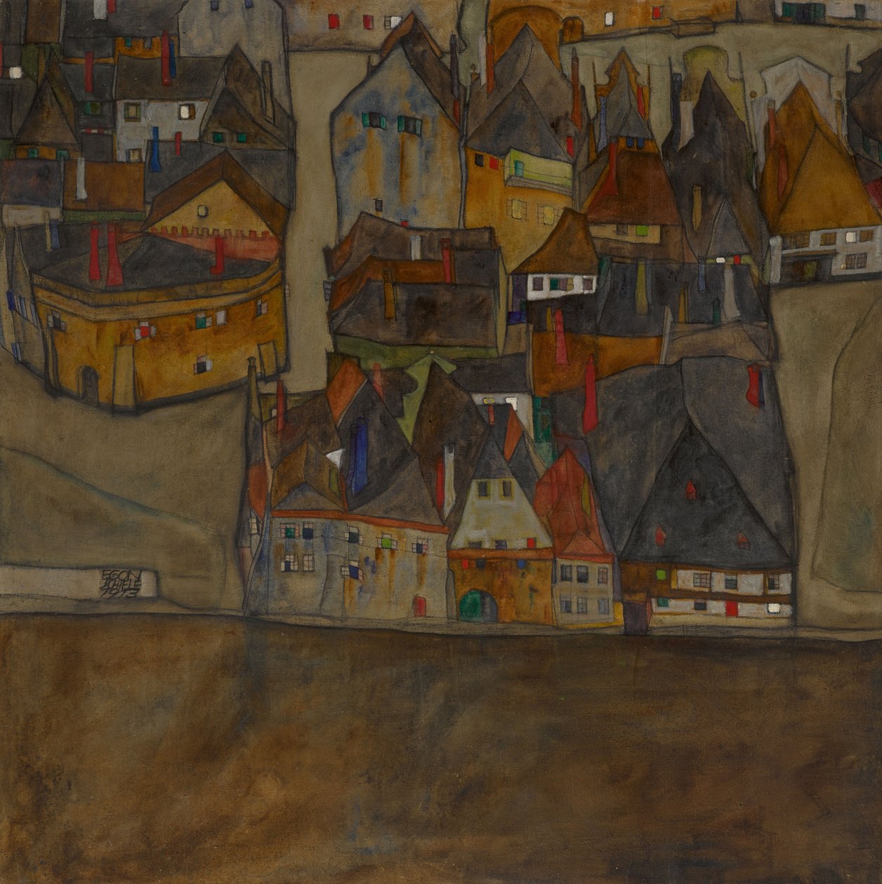 Stad i skymning Den lilla staden II, 1913. av Egon Schiele