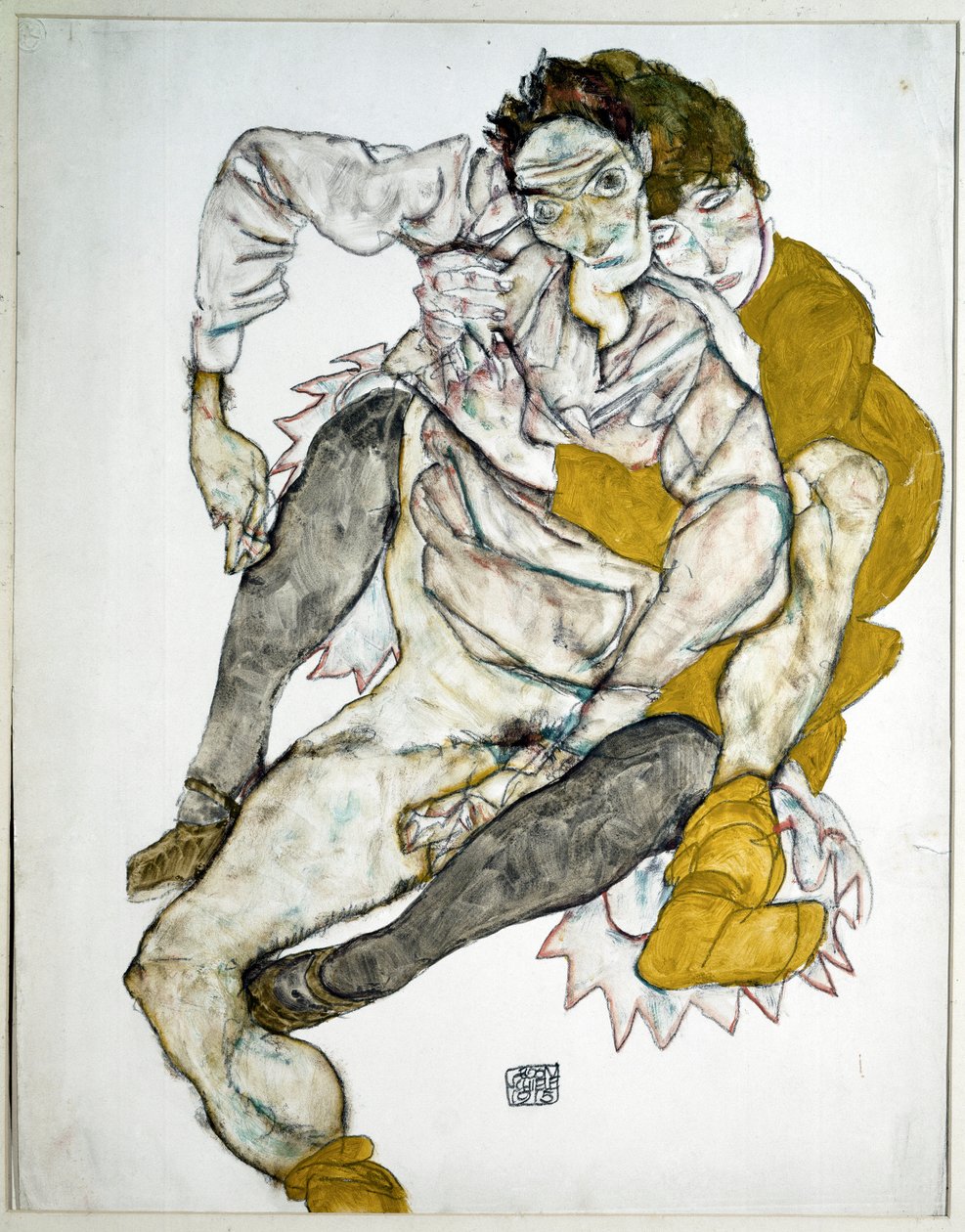 Par sitter. Teckning av Egon Schiele av Egon Schiele