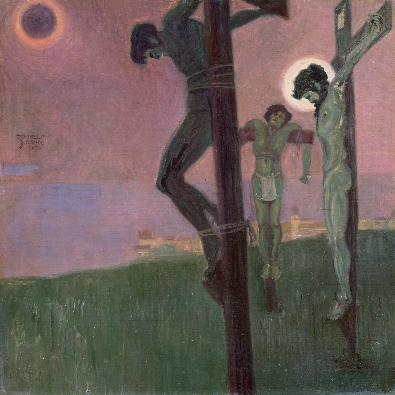 Korsfästelse med förmörkad sol av Egon Schiele