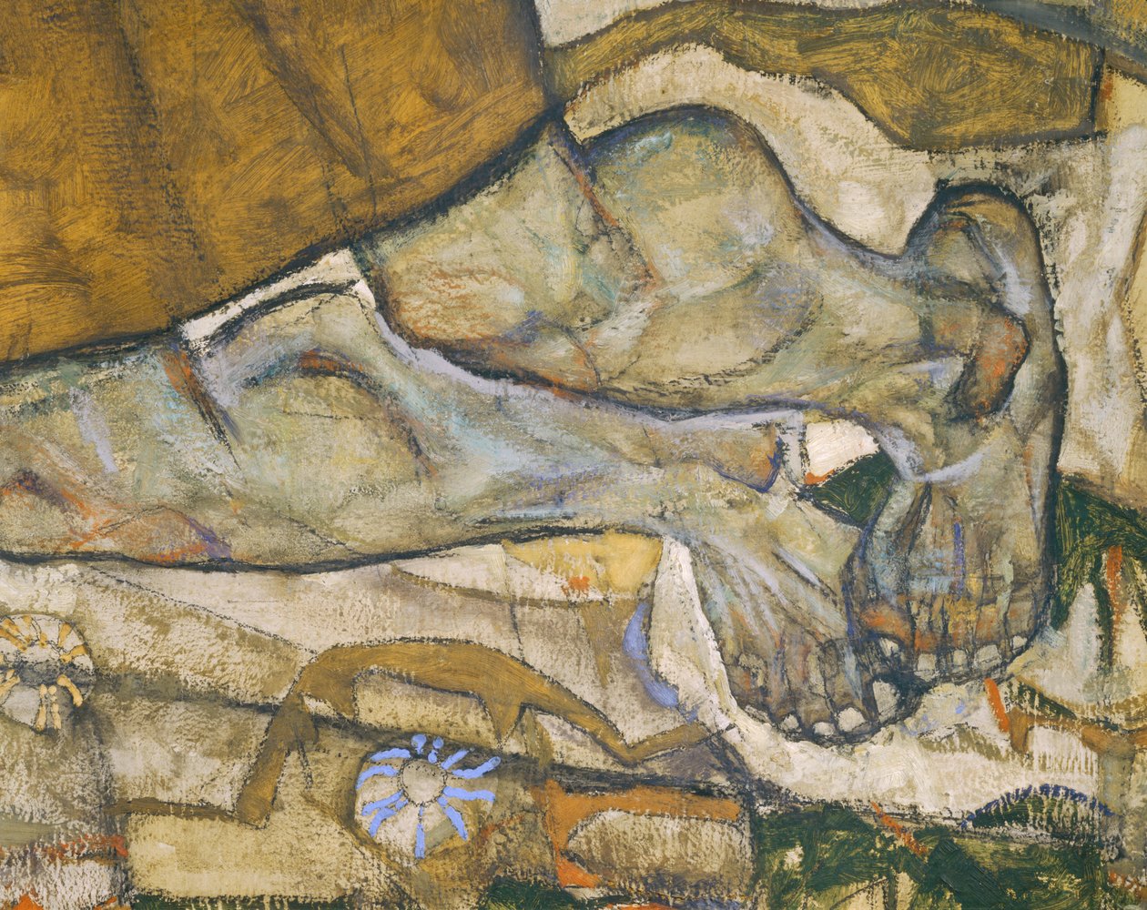 Entschwebung (Die Blinden III), De blinda ... (olja och akvarell på duk) av Egon Schiele