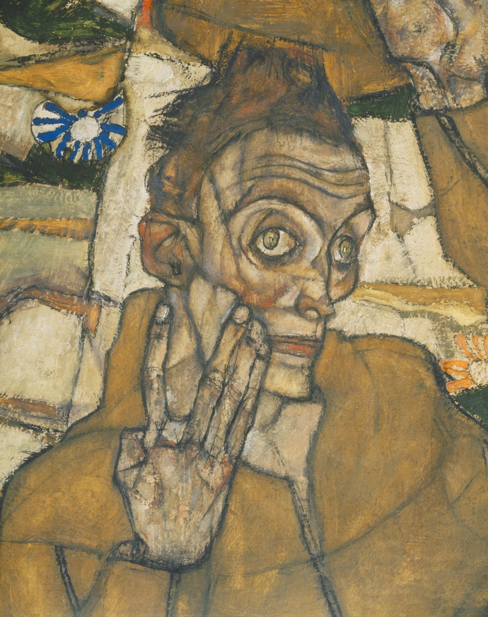 Entschwebung (Die Blinden III), De blinda ... (olja och akvarell på duk) av Egon Schiele