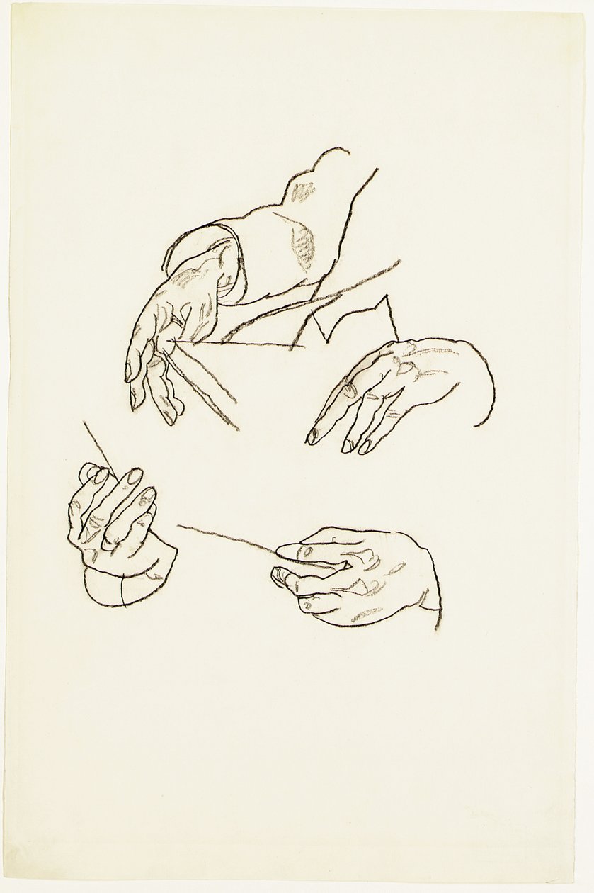 Händer, studier för ett porträtt av Dr Hugo Koller (krita på papper) av Egon Schiele