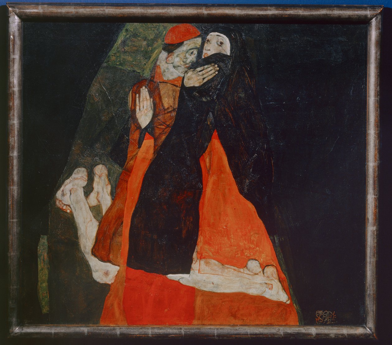 Kardinal und Nonne, Kardinal och nunna ... (olja på duk) av Egon Schiele
