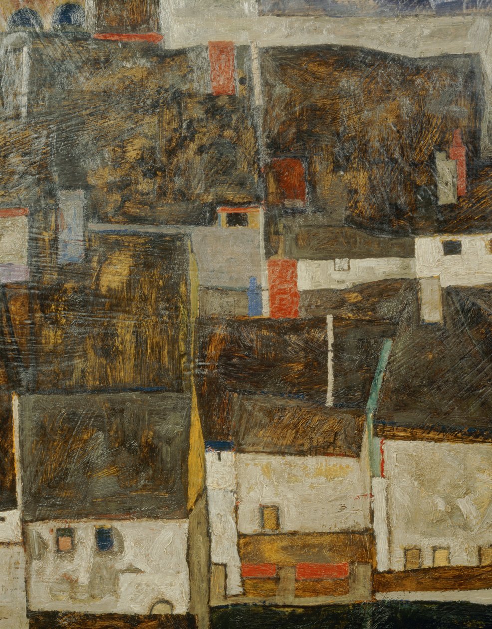 Krumau och der Moldau Krumau vid floden Vltava, Tjeckien ... (olja på duk) av Egon Schiele