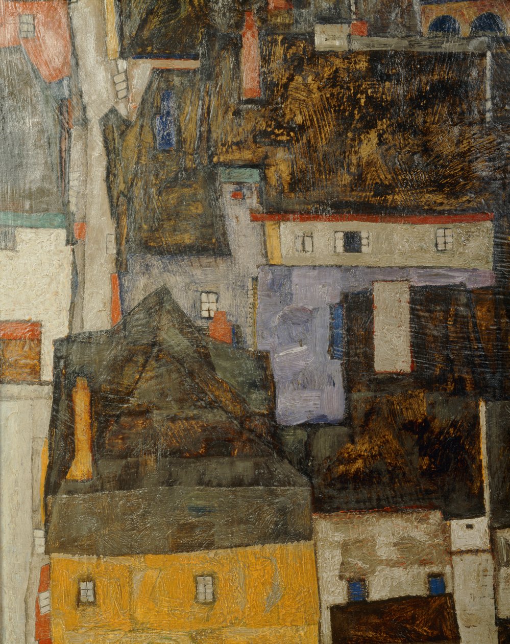 Krumau och der Moldau Krumau vid floden Vltava, Tjeckien ... (olja på duk) av Egon Schiele
