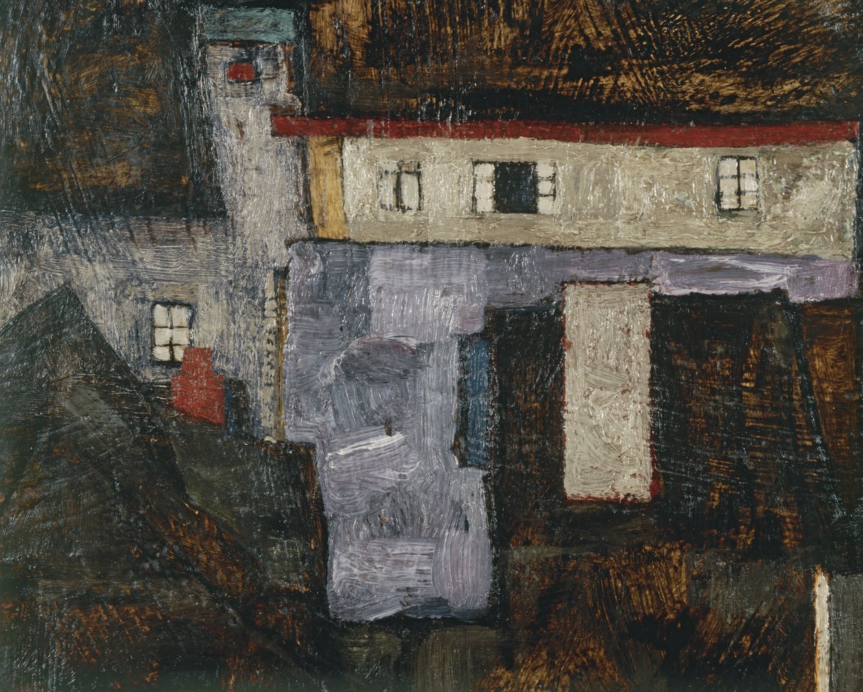 Krumau och der Moldau Krumlov vid floden Vltava, ... (olja på duk) av Egon Schiele