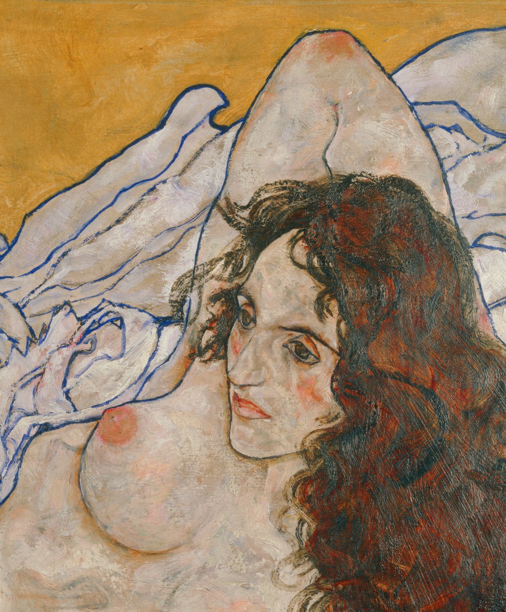 Liegende Frau (olja på duk) av Egon Schiele