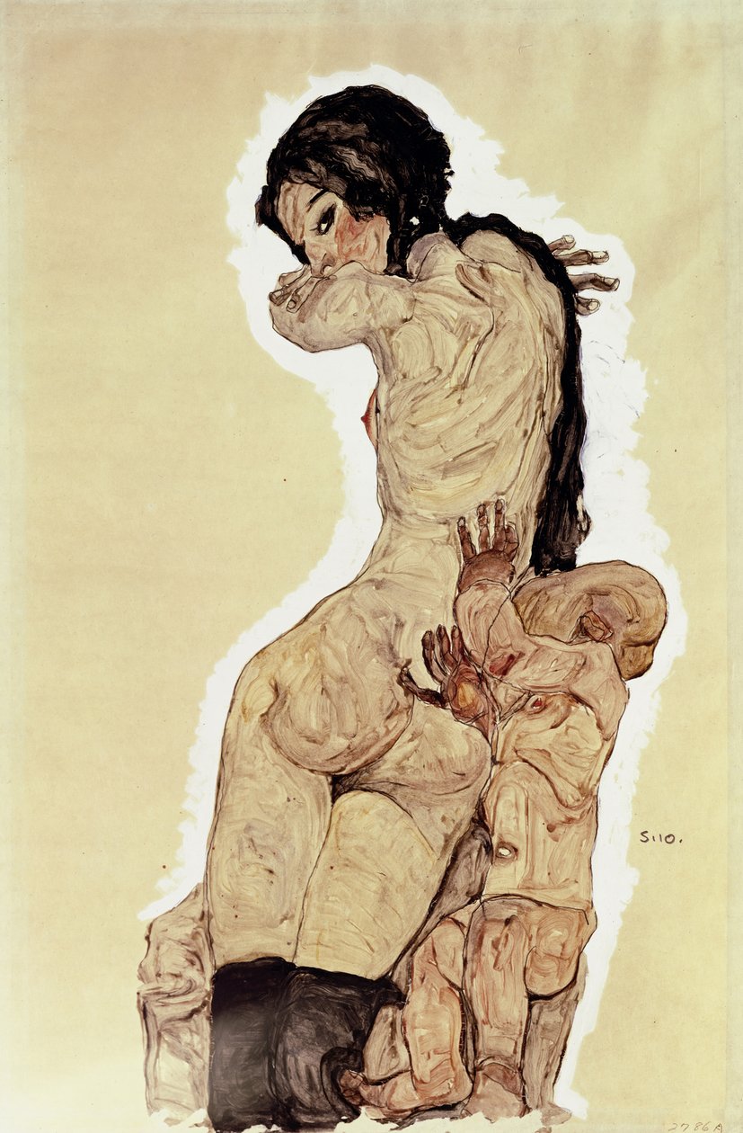Mor och barn, 1910 av Egon Schiele