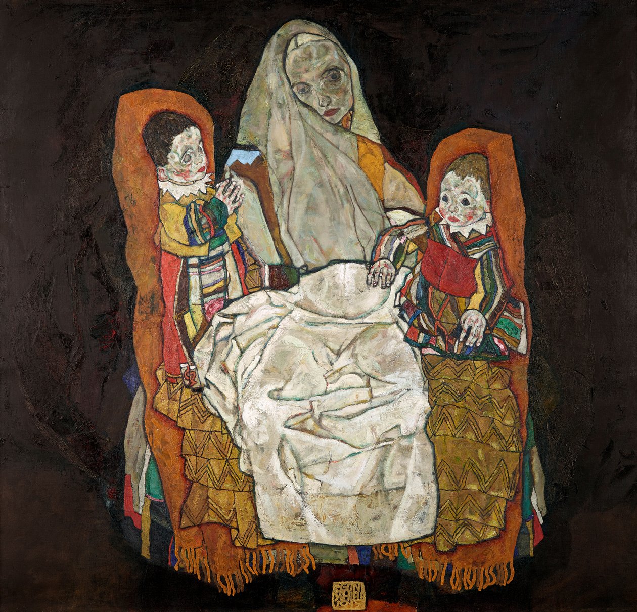 Mor med två barn III, 1915-1917. av Egon Schiele