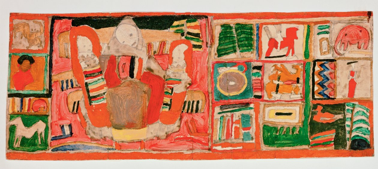 Mor med barn, vid sidan av fältet leksaker ... (gouache och blyerts på kartong) av Egon Schiele
