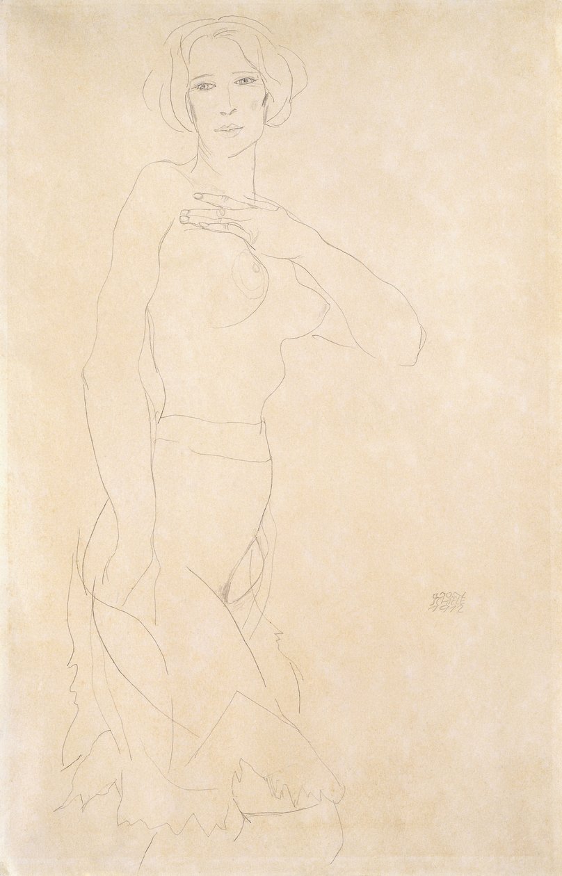 Naken flicka; Madchenakt, 1912 av Egon Schiele